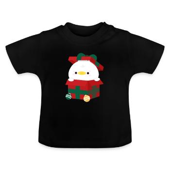 Duck Christmas Present - Baby Organic T-Shirt with Round Neck - black - Front