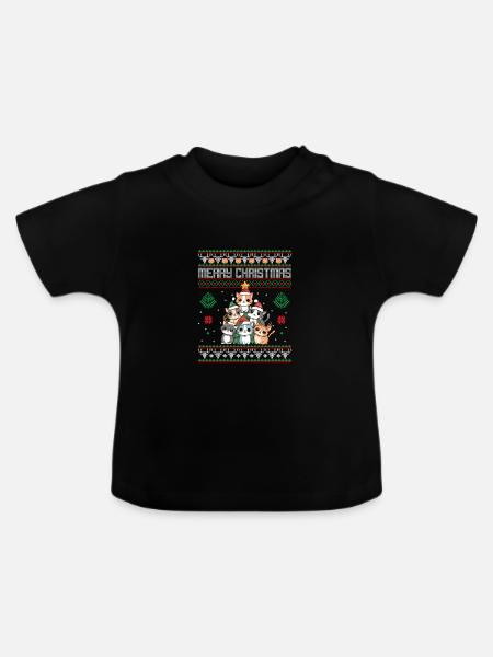 Katze Weihnachten Katze - Baby Bio-T-Shirt mit Rundhals - Schwarz