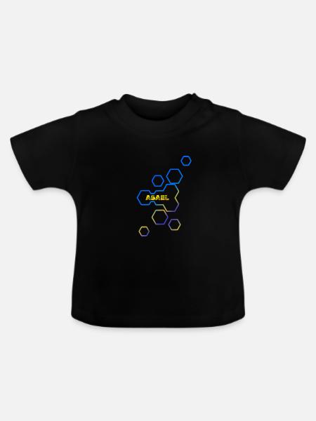 Technikfreak Bienenwaben Geschenk Asael - Baby Bio-T-Shirt mit Rundhals - Schwarz