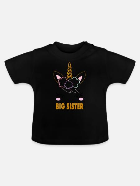 Licorne grande soeur - T-shirt bio col rond Bébé - noir