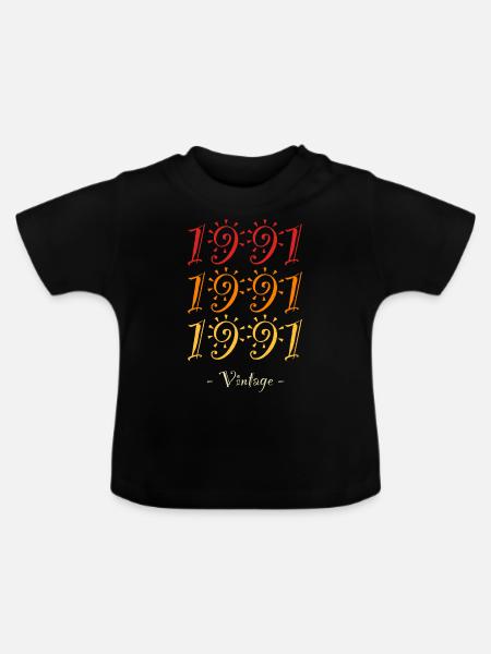 Jahrgang 1991 - Baby Bio-T-Shirt mit Rundhals - Schwarz