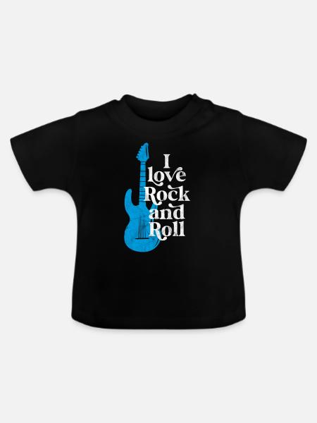Ich liebe Rock'n'Roll - Baby Bio-T-Shirt mit Rundhals - Schwarz