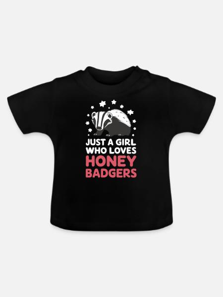 Dachs Honigdachs Tier - Baby Bio-T-Shirt mit Rundhals - Schwarz