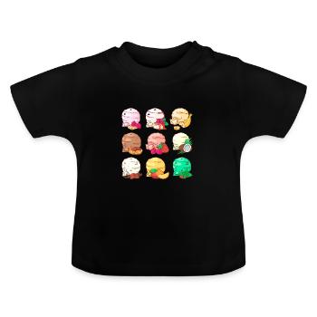 Crème glacée, crème glacée, crème glacée, crème glacée, boule, crème glacée, sundae - T-shirt bio col rond Bébé - noir - Devant