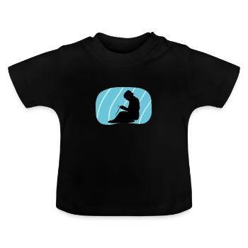 Crochet Crochet Needle - Baby Organic T-Shirt with Round Neck - black - Front