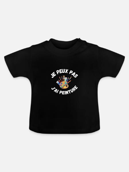 Ich kann nicht malen - Baby Bio-T-Shirt mit Rundhals - Schwarz