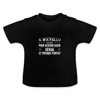 Anniversaire 50 Ans Homme Parfait Papa Tonton - T-shirt bio col rond Bébé - noir - Devant