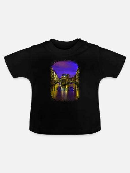Hamburger Hafen - Baby Bio-T-Shirt mit Rundhals - Schwarz