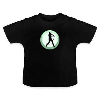 Baseball Batting Catcher - Baby Bio-T-Shirt mit Rundhals - Schwarz - Vorne