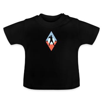 Baseball Catcher Batting b - Baby Bio-T-Shirt mit Rundhals - Schwarz - Vorne
