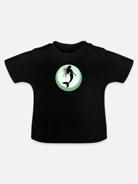 Seekuh Meerjungfrau - Baby Bio-T-Shirt mit Rundhals - Schwarz