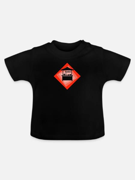 Imbisswagen lecker - Baby Bio-T-Shirt mit Rundhals - Schwarz