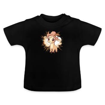 Ziege Rind - Baby Bio-T-Shirt mit Rundhals - Schwarz - Vorne