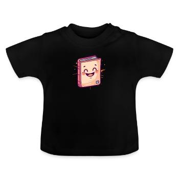 Reading Bookworm Novel - Baby Organic T-Shirt with Round Neck - black - Front