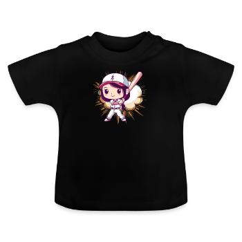 Baseball Baseballspieler Catcher - Baby Bio-T-Shirt mit Rundhals - Schwarz - Vorne
