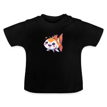 Fische Fischen Fischerei - Baby Bio-T-Shirt mit Rundhals - Schwarz - Vorne