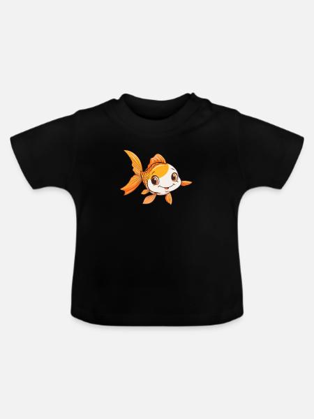 Fische Fischen Fischkopf - Baby Bio-T-Shirt mit Rundhals - Schwarz