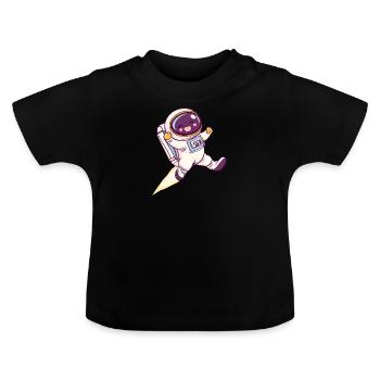 Astronaute Spaceman Navette spatiale - T-shirt bio col rond Bébé - noir - Devant