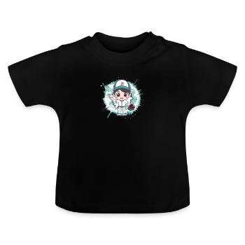 Gant de baseball - T-shirt bio col rond Bébé - noir - Devant