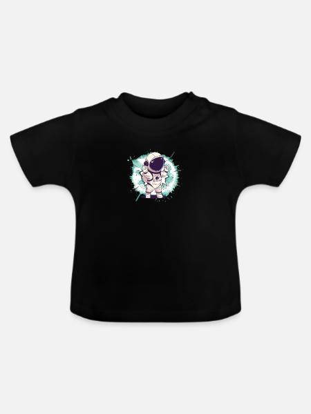 Astronaut Raumfahrt - Baby Bio-T-Shirt mit Rundhals - Schwarz