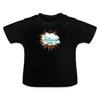 Flugzeug Pilot Jet - Baby Bio-T-Shirt mit Rundhals - Schwarz - Vorne