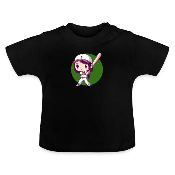 Baseball Joueur de baseball Batte de baseball - T-shirt bio col rond Bébé - noir - Devant