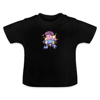 Eislauf Iceskating Eisläufer - Baby Bio-T-Shirt mit Rundhals - Schwarz - Vorne