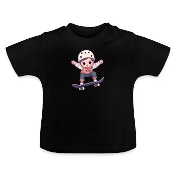 Skate Skateboard Sk8er - Baby Bio-T-Shirt mit Rundhals - Schwarz - Vorne