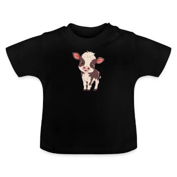 Kuh Milch - Baby Bio-T-Shirt mit Rundhals - Schwarz - Vorne