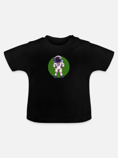 Astronaut Raumschiff - Baby Bio-T-Shirt mit Rundhals - Schwarz
