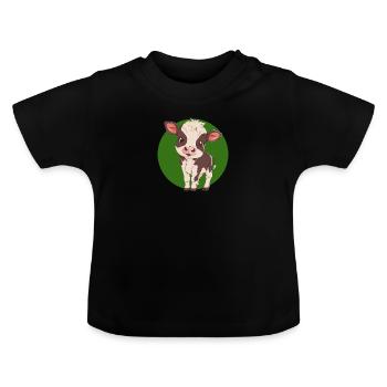Kuh Rind - Baby Bio-T-Shirt mit Rundhals - Schwarz - Vorne