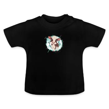 Kuh Rind Kühe - Baby Bio-T-Shirt mit Rundhals - Schwarz - Vorne