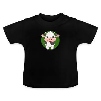 Kuh Rind - Baby Bio-T-Shirt mit Rundhals - Schwarz - Vorne