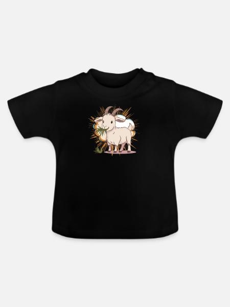 Ziege Ziegenbock Steinbock - Baby Bio-T-Shirt mit Rundhals - Schwarz