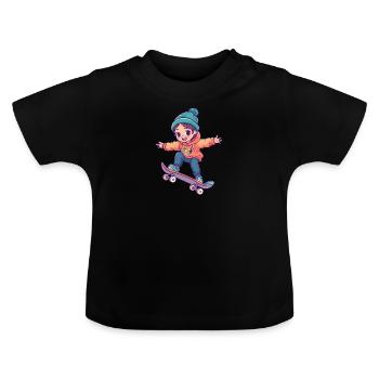 Skate Skater - Baby Bio-T-Shirt mit Rundhals - Schwarz - Vorne