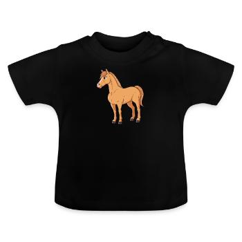 Chevaux Cavalier Tête de cheval - T-shirt bio col rond Bébé - noir - Devant