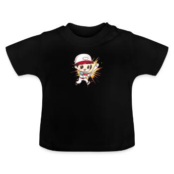 Pichet de baseball - T-shirt bio col rond Bébé - noir - Devant
