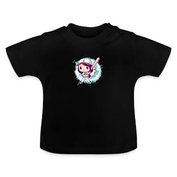 Baseball Baseball Player Wide Receiver - Baby Organic T-Shirt with Round Neck - black - Front