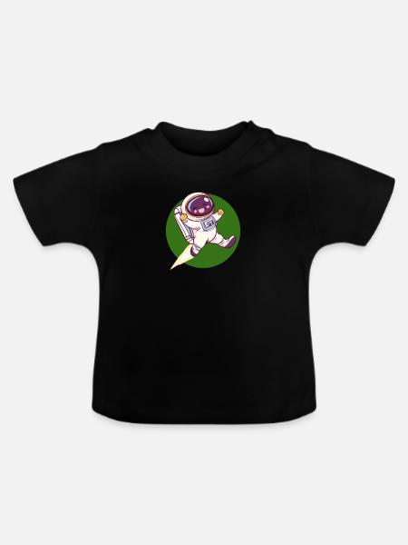 Astronaut Weltall - Baby Bio-T-Shirt mit Rundhals - Schwarz