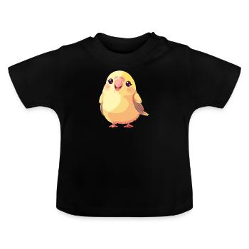 Budgie, Sparrow, Bird - Baby Organic T-Shirt with Round Neck - black - Front