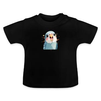 Budgie Sparrow - Baby Organic T-Shirt with Round Neck - black - Front