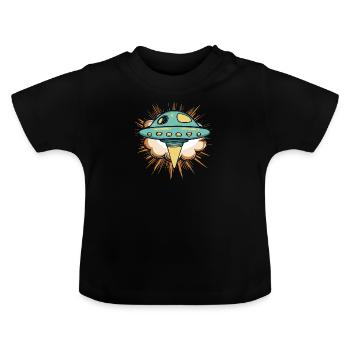 Invasion d’OVNI Scifi - T-shirt bio col rond Bébé - noir - Devant