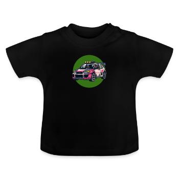 Rallye Sportwagen - Baby Bio-T-Shirt mit Rundhals - Schwarz - Vorne