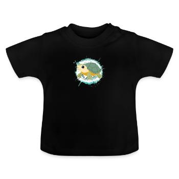 Turtle Turtles Slow - Baby Organic T-Shirt with Round Neck - black - Front