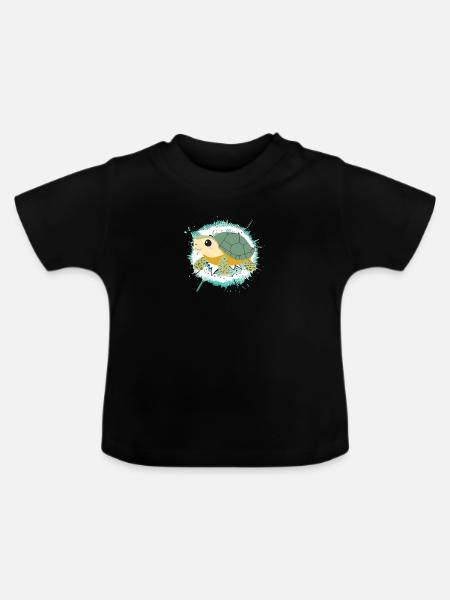 Turtle Schildkröten Langsam - Baby Bio-T-Shirt mit Rundhals - Schwarz