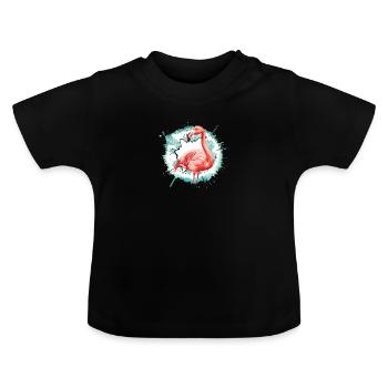 Rose flamant rose - T-shirt bio col rond Bébé - noir - Devant