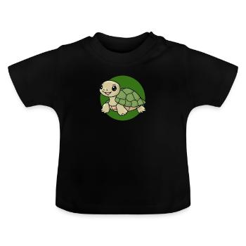 Turtle Schildkröten Reptil - Baby Bio-T-Shirt mit Rundhals - Schwarz - Vorne