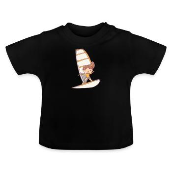 Planche à voile Windsurf Windsurfer - T-shirt bio col rond Bébé - noir - Devant