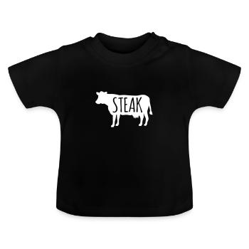 Steak - Baby Bio-T-Shirt mit Rundhals - Schwarz - Vorne