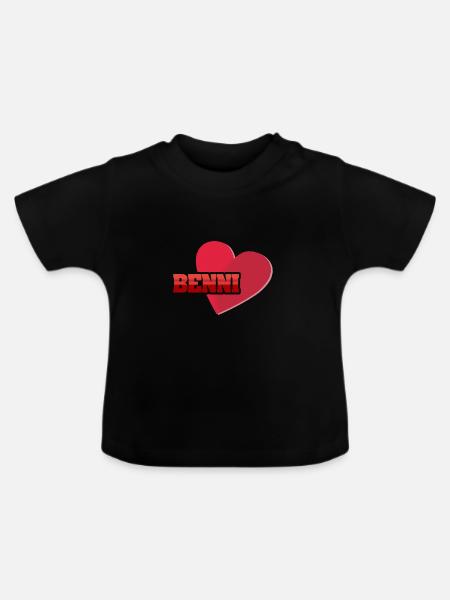 Vorname Benni - Baby Bio-T-Shirt mit Rundhals - Schwarz